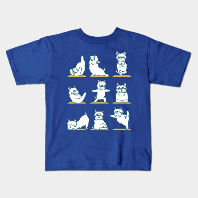 West Highland Terrier Yoga Kids T-Shirt by huebucket